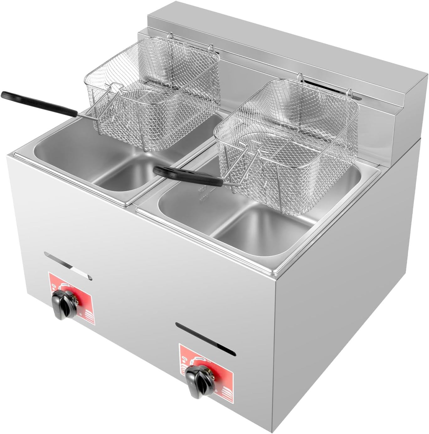 Deep Fryer Commercial - Stainless Steel Deep Double Cylinder with