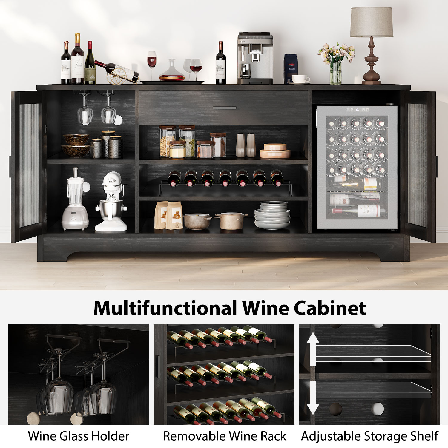 Wooden wine family bar cabinet – Commercial Kitchen Refrigerator recenzja i cena