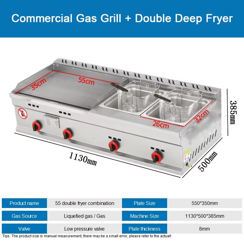 Commercial Gas Grill + Double  – Deep Fryer Commercial recenzja i cena