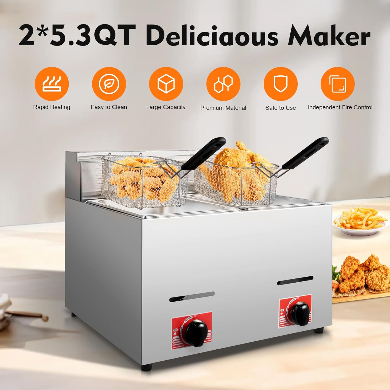 Stainless Steel Deep Double Cy – Deep Fryer Commercial recenzja i cena